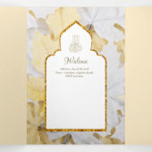 LeahG Goud Wit Islamitisch Moslim Bruiloft Uitnodi Drieluik Uitnodiging (Binnenkant midden)