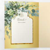 LeahG Goud Wit Islamitisch Moslim Bruiloft Uitnodi Drieluik Uitnodiging (Binnenzijde eerst)