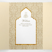 LeahG Goud Wit Islamitisch Moslim Bruiloft Uitnodi Drieluik Uitnodiging (Binnenkant midden)