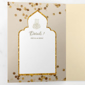 LeahG Goud Wit Islamitisch Moslim Bruiloft Uitnodi Drieluik Uitnodiging (Binnenzijde eerst)