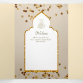 LeahG Goud Wit Islamitisch Moslim Bruiloft Uitnodi Drieluik Uitnodiging (Binnenkant midden)