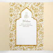 LeahG Goud Wit Islamitisch Moslim Bruiloft Uitnodi Drieluik Uitnodiging (Binnenkant midden)