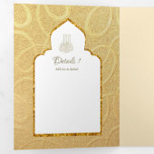 LeahG Goud Wit Islamitisch Moslim Bruiloft Uitnodi Drieluik Uitnodiging (Binnenzijde eerst)