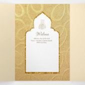 LeahG Goud Wit Islamitisch Moslim Bruiloft Uitnodi Drieluik Uitnodiging (Binnenkant midden)