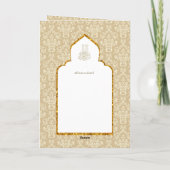 LeahG Goud Wit Islamitisch Moslim Bruiloft Uitnodi Kaart (Achterkant)