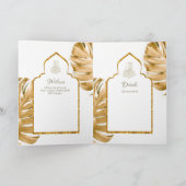 LeahG Goud Wit Islamitisch Moslim Bruiloft Uitnodi Kaart (Binnen)