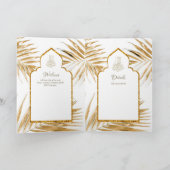 LeahG Goud Wit Islamitisch Moslim Bruiloft Uitnodi Kaart (Binnen)