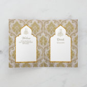 LeahG Goud Wit Islamitisch Moslim Bruiloft Uitnodi Kaart (Binnen)