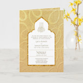 LeahG Gouden Witte Islamitische Moslim Trouw Uitno Kaart (Gele Bloem)