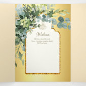 LeahG Gouden Witte Islamitische Moslim Trouwkaarte Drieluik Uitnodiging (Binnenkant midden)