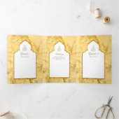 LeahG Gouden Witte Islamitische Moslim Trouwkaarte Drieluik Uitnodiging (Binnen)