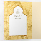 LeahG Gouden Witte Islamitische Moslim Trouwkaarte Drieluik Uitnodiging (Binnenzijde eerst)