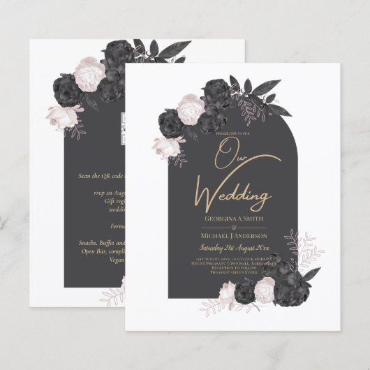 LeahG Gray Roses Modern Herfst Winter Wedding (Voorkant / Achterkant)