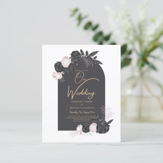 LeahG Gray Roses Modern Herfst Winter Wedding (Staand voorkant)