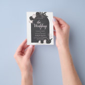 LeahG Gray Roses Modern Herfst Winter Wedding Flyer (Hand)