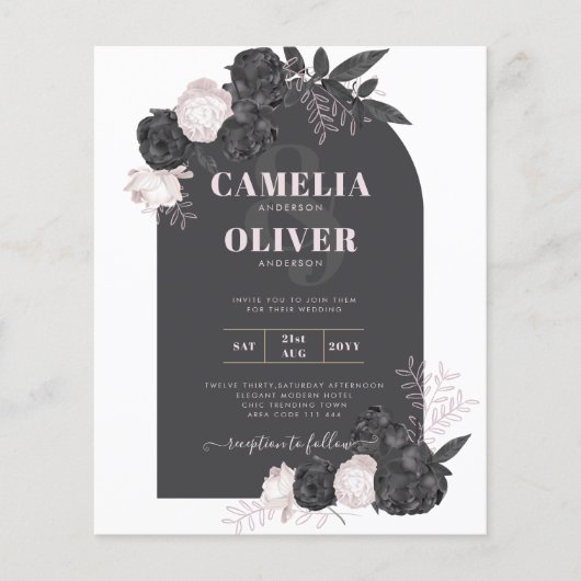 LeahG Gray Roses Modern Herfst Winter Wedding Flyer (Voorkant)