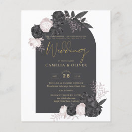 LeahG Gray Roses Modern Herfst Winter Wedding Flyer