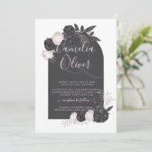 LeahG Gray Roses Modern Herfst Winter Wedding Kaart (Staand voorkant)