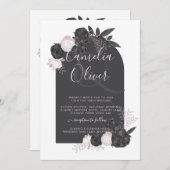 LeahG Gray Roses Modern Herfst Winter Wedding Kaart (Voorkant / Achterkant)