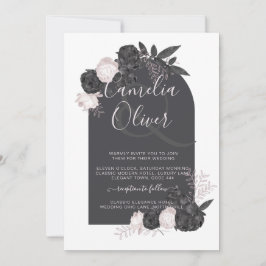 LeahG Gray Roses Modern Herfst Winter Wedding Kaart