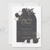 LeahG Gray Roses Modern Herfst Winter Wedding Kaart (Voorkant)