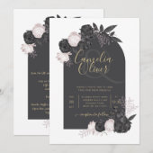 LeahG Gray Roses Modern Herfst Winter Wedding Kaart (Voorkant / Achterkant)