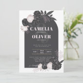 LeahG Gray Roses Modern Herfst Winter Wedding Kaart (Staand voorkant)