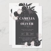 LeahG Gray Roses Modern Herfst Winter Wedding Kaart (Voorkant / Achterkant)