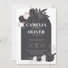 LeahG Gray Roses Modern Herfst Winter Wedding Kaart