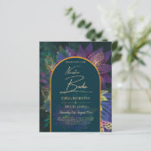 LeahG Green Paars Gold JEWEL TONES Wedding INVITE (Staand voorkant)