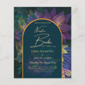 LeahG Green Paars Gold JEWEL TONES Wedding INVITE (Voorkant)