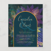 LeahG Green Paars Gold JEWEL TONES Wedding INVITE (Voorkant)