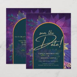 LeahG Green Paars Gold JEWEL TONES Wedding INVITE