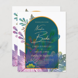 LeahG Green Paars Gold JEWEL TONES Wedding INVITE