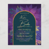 LeahG Green Paars Gold JEWEL TONES Wedding INVITE (Voorkant)