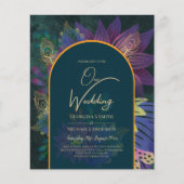 LeahG Green Paars Gold JEWEL TONES Wedding INVITE (Voorkant)