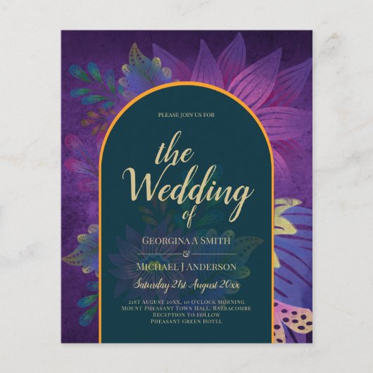 LeahG Green Paars Gold JEWEL TONES Wedding INVITE (Voorkant)