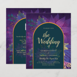 LeahG Green Paars Gold JEWEL TONES Wedding INVITE
