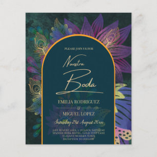 LeahG Green Paars Gold JEWEL TONES Wedding INVITE Flyer