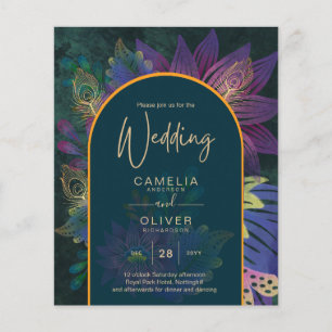 LeahG Green Paars Gold JEWEL TONES Wedding INVITE Flyer