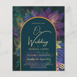 LeahG Green Paars Gold JEWEL TONES Wedding INVITE Flyer