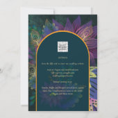 LeahG Green Paars Gold JEWEL TONES Wedding INVITE Kaart (Achterkant)