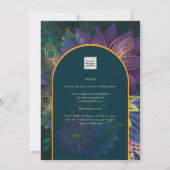 LeahG Green Paars Gold JEWEL TONES Wedding INVITE Kaart (Achterkant)