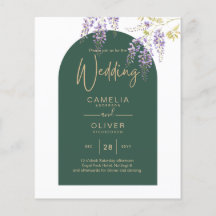 LeahG Green Paars Gold WISTERIA Wedding INVITE