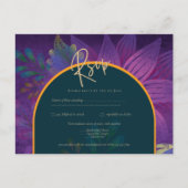 LeahG Green Paars Goud JEWEL TONES Trouw UITNODIGI Briefkaart (Voorkant)