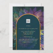LeahG Green Paars Goud JEWEL TONES Trouw UITNODIGI Kaart (Achterkant)