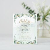 LeahG Greenery Eucalyptus Gold Wedding Invite QR C (Staand voorkant)