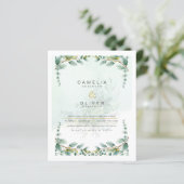 LeahG Greenery Eucalyptus Gold Wedding Invite QR C (Staand voorkant)