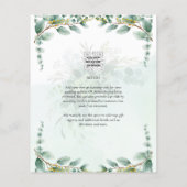 LeahG Greenery Eucalyptus Gold Wedding Invite QR C Flyer (Achterkant)