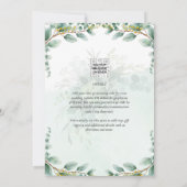 LeahG Greenery Eucalyptus Gold Wedding Invite QR C Kaart (Achterkant)